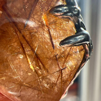 Golden Rutile in Brazilian Quartz — Sterling Silver Freeform Pendant